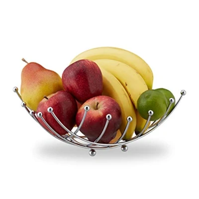 Afbeelding van Relaxdays metalen fruitmand fruitschaal broodmand schaal voor fruit ijzer groot