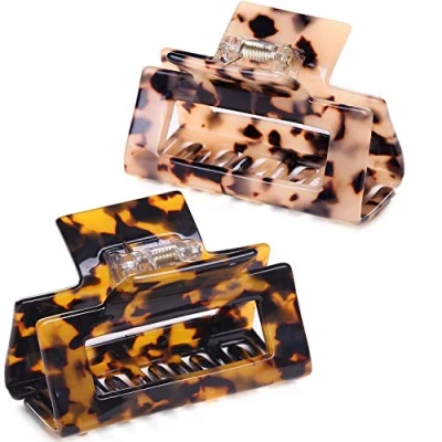 Afbeelding van Set van 2 haarspelden voor vrouwen en meisjes, 7 cm, antislip, haarklauwclip volwassenen, schildpad, haarclip, krab, luipaard, kleuren