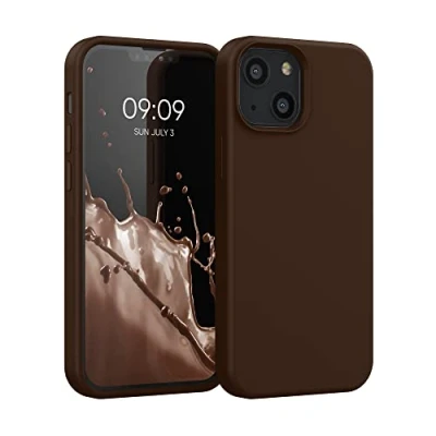 Afbeelding van kwmobile telefoonhoesje geschikt voor Apple iPhone 13 mini Hoesje met siliconen coating Smartphone case in chocoladebruin