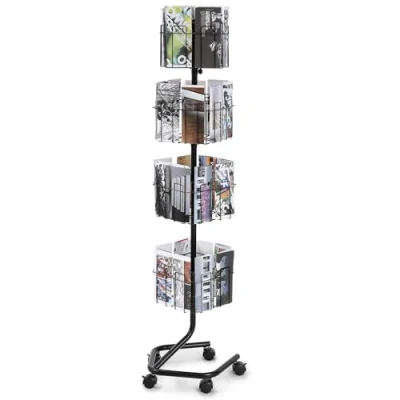 Image de VEVOR Présentoir Porte Brochures sur Pied Rotatif 32 Compartiments avec 5 Roues