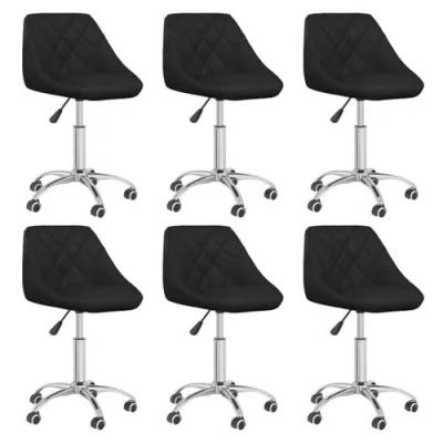 Afbeelding van vidaXL Eetkamerstoelen draaibaar 6 st kunstleer zwart