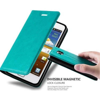 Afbeelding van Cadorabo Hoesje geschikt voor Samsung Galaxy S2 / PLUS in BENZINE TURKOOIS Beschermhoes met magnetische sluiting, standfunctie en kaartvakje Book Case Cover Etui