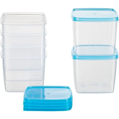 Afbeelding van Kigima Set van 6 diepvriesdozen, vierkant, 11 x 9,5 cm, 0,75 liter, lichtblauw