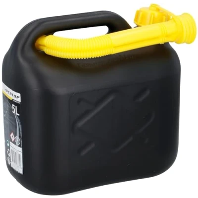 Afbeelding van Dunlop Jerrycan 5 Liter Benzine en Water UN Gecertificeerd voor Gevaarlijke Vloeistoffen Incl. Trechter/Benzineslang Zwart