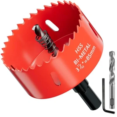 Afbeelding van GARHWAL Bimetalen gatenzaag 85 mm, boorkroon, klokboor, met driehoekige schachtadapter en centreerboor, nauwkeurig snel snijden van hout, kunststof, platen