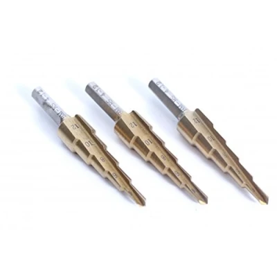 Afbeelding van 3 x HSS TIN trapboor metalen boor metaal roestvrij staal VA 4 12 mm maat 1