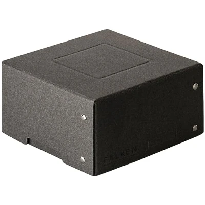 Afbeelding van Falken PureBox Black. Gemaakt in Duitsland. 85 mm hoog 150 x mm. Opbergdoos met deksel van stevig gerecycled karton, blauwe engel, veganistisch, geschenkdoos, transportdoos, multifunctionele doos