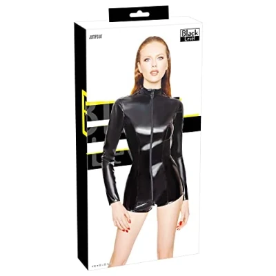 Afbeelding van Vinyl Jumpsuit Kort Zwart