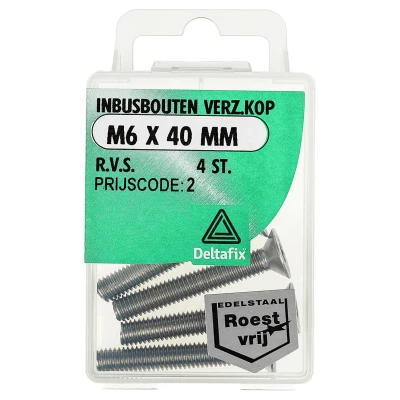 Afbeelding van Inb.bout verz.kop m6x40mm rvs 4st Deltafix