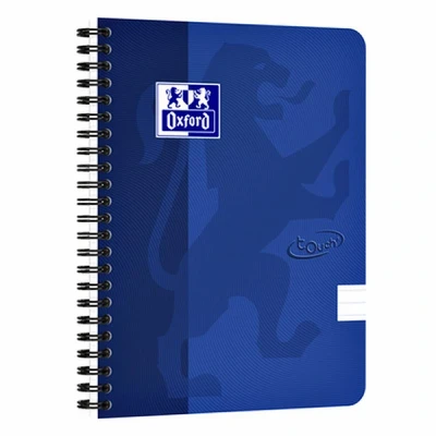 Image de OXFORD Touch cahier à spirale A5 ligné 70 fls couverture en carton souple bleu