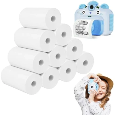 Afbeelding van NVIYAM Lot de 10 rouleaux papier thermique 57 mm x 30 8 m pour appareil photo d&#039;enfant et mini imprimante Blanc Recharge instantané Sans BPA