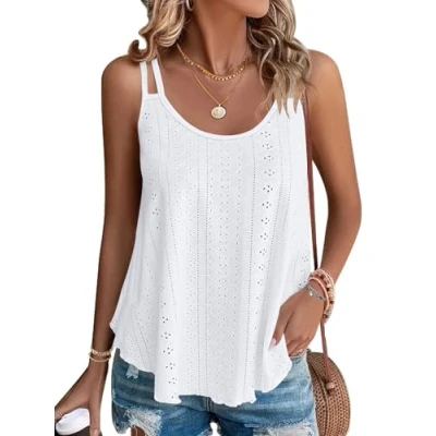 Afbeelding van WNEEDU Mouwloze tanktop voor dames, losse pasvorm, casual stijl, de zomer, Wit