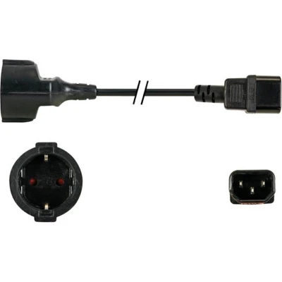 Afbeelding van Perel Voedingskabel, H05VV F 3G1, 1.8 m, 2.5 A/230 V, 2500 W, type naar C14, voor binnen, pvc, zwart