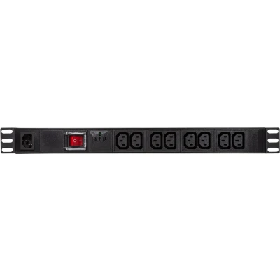 Afbeelding van LogiLink stekker omlijsting 19&quot; 8xIEC320 C13,m. met overspanningsbeveiliging &amp; schakelaar