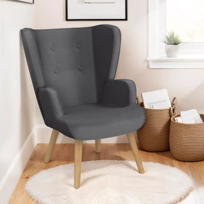 Image de Fauteuil scandinave SVEN grand confort en tissu gris anthracite
