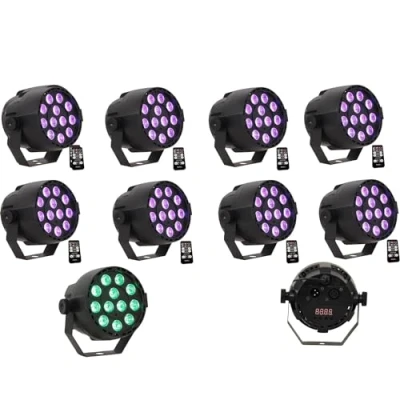 Afbeelding van Ibiza PACK 8 LED PROJECTORS 12 X 3W RGB 3 IN 1 DMX STROBOSCOOP BEDIENING Kleurmixer, dimmer en stroboscoop/DMX, auto, muziekgestuurd of handmatig