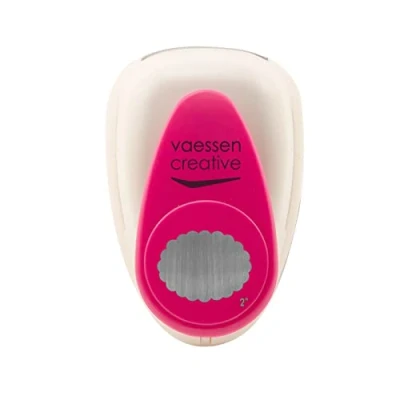 Afbeelding van Vaessen Creative Gekartelde ovale perforator, 5 cm, 1 stuk, tot 160 g, voor knutselwerk en scrapbooking, wit/roze, jumbo