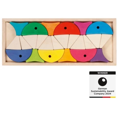 Afbeelding van Goki Evolution: Sorteerspel: VISSEN 34x14x3cm, kleuren en vormen sorteren, 24 delig, hout, 2+
