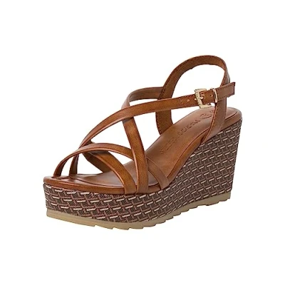 Afbeelding van Marco Tozzi Sandalen met hoge hak, Dames, Maat: 41, Cognac Hoogwaardig imitatieleer