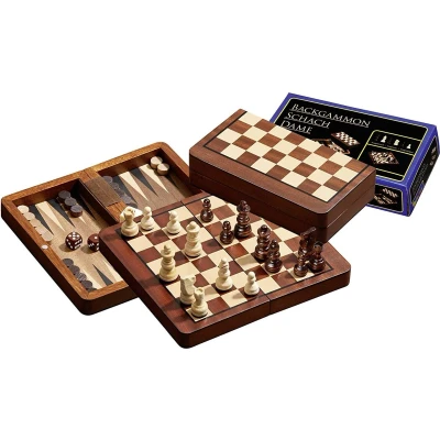 Afbeelding van Reis Schaak/Dam/Backgammon Kassette Veld 18mm Koningshoogte 37mm Magnetisch PHI 2517