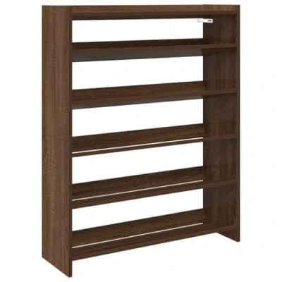 Afbeelding van Schoenenrek 80x25x100 cm bewerkt hout bruin eikenkleur