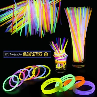Afbeelding van 25 stuks hoogwaardige fluorescerende staafjes van 20,3 cm met connectoren voor het maken neonkettingen, armbanden, feestgeschenken, kinderfeestzakjes, accessoires