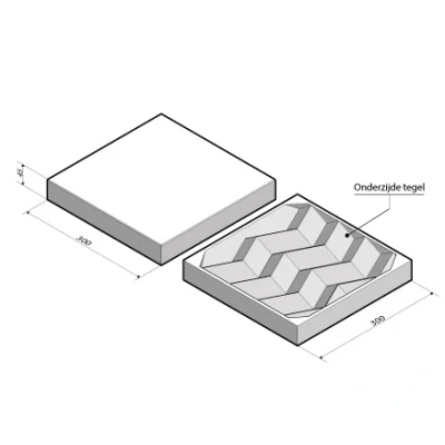 Afbeelding van Tegel 30x30x4,5 cm grijs zig/zag komo
