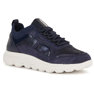 Afbeelding van Geox D Spherica Sneakers laag, Dames, Maat: 39, Navy Leer/ synthetisch