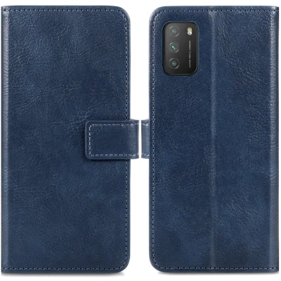 Afbeelding van iMoshion Hoesje Geschikt voor Xiaomi Poco M3 Met Pasjeshouder Luxe Bookcase Donkerblauw