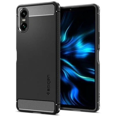 Afbeelding van Spigen Rugged Armor Hoesje Geschikt voor Sony Xperia 10 VI Back Cover met Air Cushion Carbon Matte Zwart