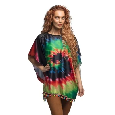 Afbeelding van Boland Poncho Heaven Volwassenen Hippie 60&#039;s 70&#039;s Hippies Flower Power