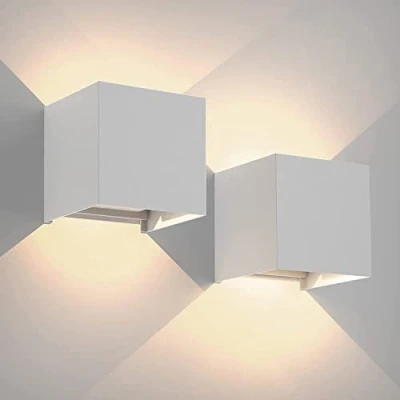 Afbeelding van Set van 2 wandlampen voor binnen, 12 W 3000 K, warm wit, led, waterdicht, IP65, moderne decoratieve wandlamp, slaapkamer, hal, woonkamer, balkon, hotel, bar (wit)