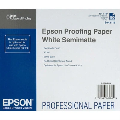 Afbeelding van Epson S042118 Proofing Paper White Semimatte A3+ 100 vel