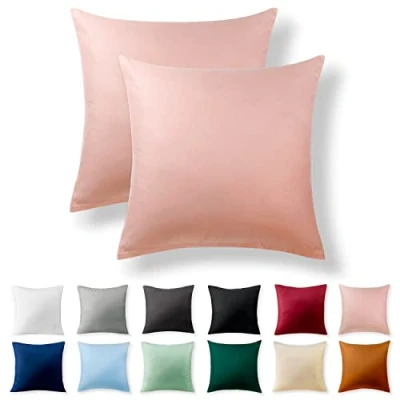 Afbeelding van Tweedelige set renforcé kussenslopen, 60 x cm, 100% katoen met YKK ritssluiting, superzacht hoofdkussensloop, kussenhoes, babyroze, alleen kussensloop