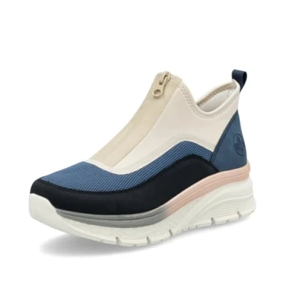 Afbeelding van Rieker Baskets basses 48053 pour femme Semelle lâche, Bleu Combi 14., 42 EU