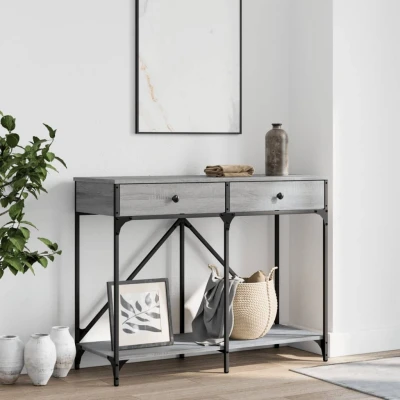Afbeelding van Wandtafel 100x39x78,5 cm bewerkt hout grijs sonoma eikenkleurig