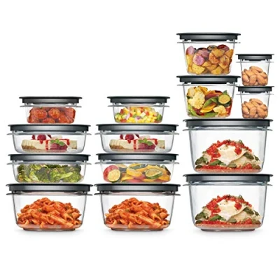 Afbeelding van Rubbermaid 2108373 Meal Prep Premier vershouddozen, kunststof, grijs, 28 stuks