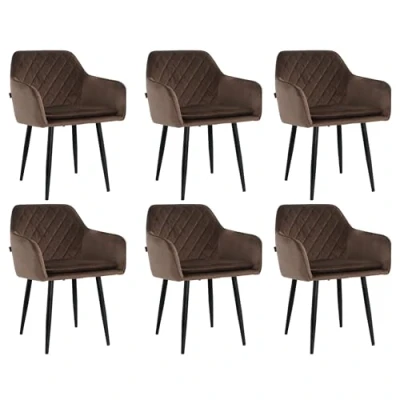 Afbeelding van Lina® Noble Eetkamerstoelen Bruin Set van 6 Velvet