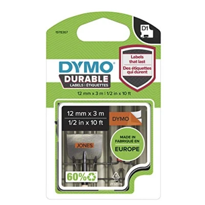 Afbeelding van Dymo Durable 1978367 Tape Zwart op oranje (12 mm)