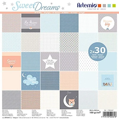 Image de Papier Scrapbooking Artemio Sweet dreams Kraft 30,5 x cm 60 pcs