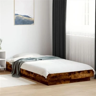 Afbeelding van vidaXL Bedframe bewerkt hout gerookt eikenkleurig 90x200 cm