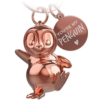 Afbeelding van FABACH Breezy Pinguïn sleutelhanger, gelukscadeau voor vriendin of vriend, liefdescadeau, sleutelhanger verjaardag, gravure You&#039;re My Penguin, roségoud (glanzend).