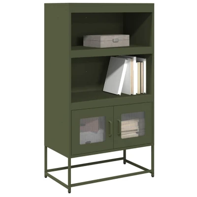 Afbeelding van vidaXL Hoge kast 68x39x123 cm staal olijfgroen