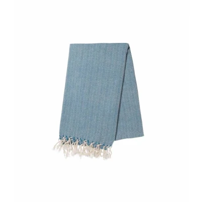 Afbeelding van Hamamdoek ZigZag Petrol Blue 220x170cm 180x100cm Strandlaken Saunadoek Saunalaken Omslagdoek Stranddoek Reishanddoek Plaid Zwem Handdoek Sneldrogende Handdoeken
