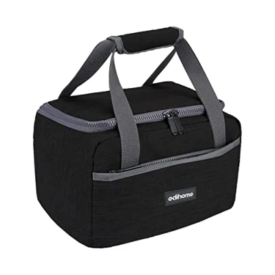 Image de edihome, Sac Isotherme Repas, Lunch Box Isotherme, 8l, Déjeuner pour le travail, Portable, Manger pendant voyage (Noir)