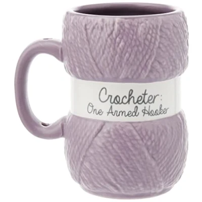 Afbeelding van Boxer Gifts MU3051 Fancy gehaakte mok met haakarm Realistische details Grappig kerst , verjaardags geheime kerstman of moederdagcadeau voor haar, keramiek, paars
