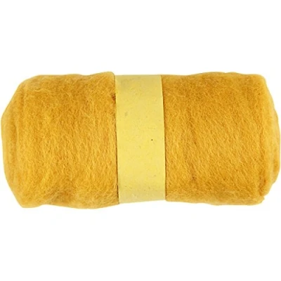 Afbeelding van Gekaarde wol, 100 gr, geel