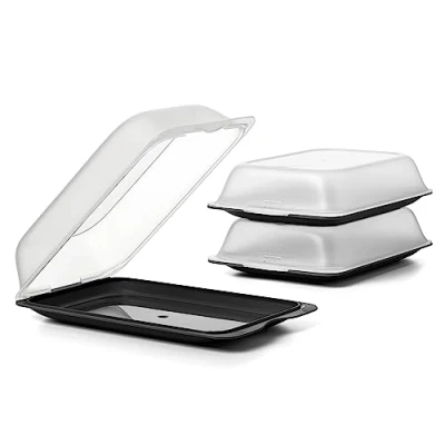 Afbeelding van TATAY Fresh MAXI set van 3 vleeswarendozen, BPA vrij, herbruikbaar, stapelbaar, vaatwasser en magnetronbestendig, kleur zwart, afmetingen 17 x 6,2 25,2 cm