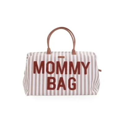 Afbeelding van Childhome Mommy Bag® Verzorgingstas Stripes Collection Nude/Wit