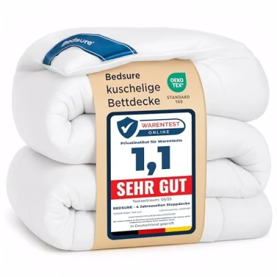 Afbeelding van Dekbed, 200 x cm, 4 seizoenen, dekbed voor mensen met allergieën, 300 g/m², 200, super zachte deken, ademende slaapdeken